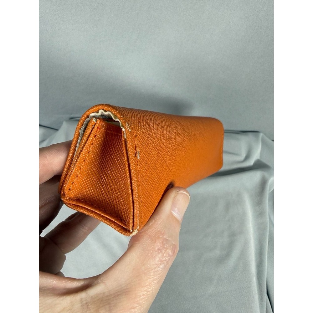 Tory Burch Saffiano Leather Orange Sunglasses Eyeglasses Hard Case Gold Logo - Picture 5 of 8